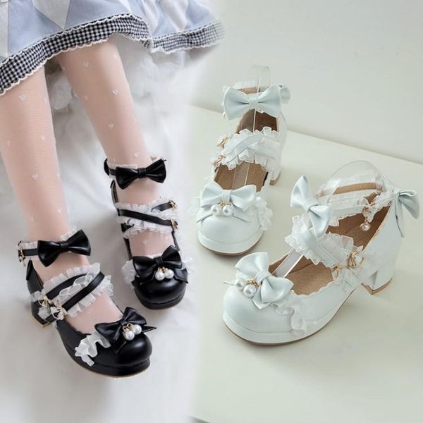 dress shoes womens lolita round toe cross-straps bowknot lace kawaii cosplay sandals block high heel big size mary janes 46 47 48, Black
dress shoes womens lolita round toe cross-straps bowknot lace kawaii cosplay sandals block high heel big size mary janes 46 47 48, Black