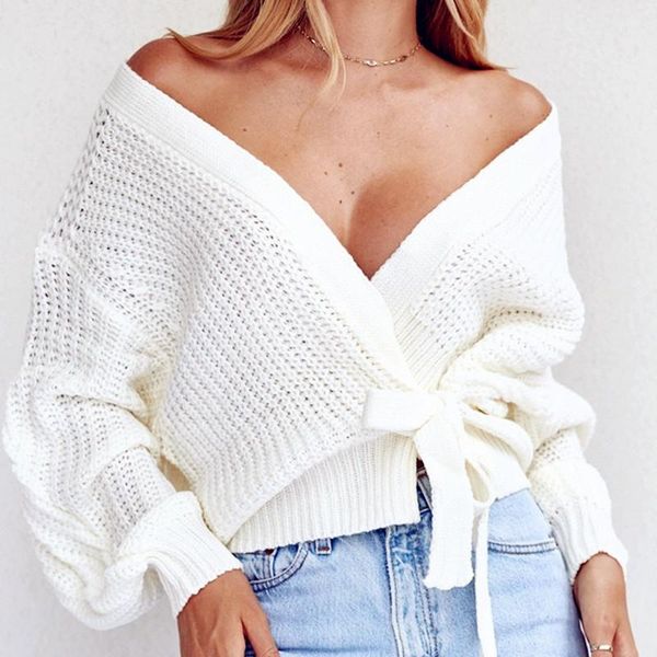 women's knits & tees white rib knit tie front crop cardigan women short wrap v neck bandage long sleeve female cropped sweater
women's knits & tees white rib knit tie front crop cardigan women short wrap v neck bandage long sleeve female cropped sweater