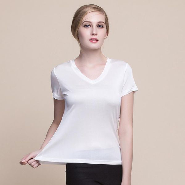 women's t-shirt 2021 summer women solid t shirts mulberry silk 100%real plain v neck short sleeved candy colors basic top, White
women's t-shirt 2021 summer women solid t shirts mulberry silk 100%real plain v neck short sleeved candy colors basic top, White