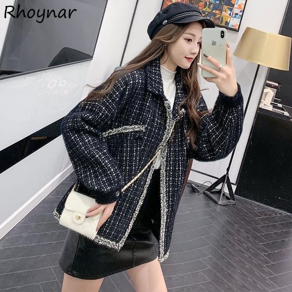 women's wool & blends women turn-down collar plaid leisure fashion loose tender all-match vintage cozy winter warm ulzzang female outwe, Black
women's wool & blends women turn-down collar plaid leisure fashion loose tender all-match vintage cozy winter warm ulzzang female outwe, Black