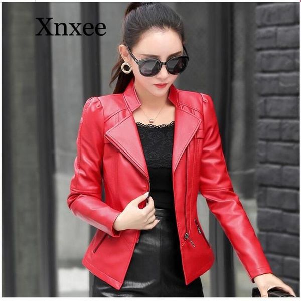 women's leather & faux elegant punk red spring autumn short pu small jacket korean slim large size fashion, Black
women's leather & faux elegant punk red spring autumn short pu small jacket korean slim large size fashion, Black