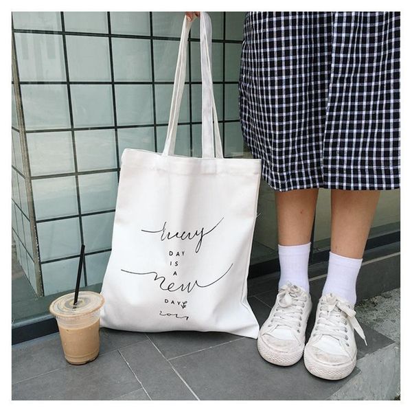white canvas bag black printed shoulder eco-friendly shopping foldable tote women cloth handbag bags
white canvas bag black printed shoulder eco-friendly shopping foldable tote women cloth handbag bags