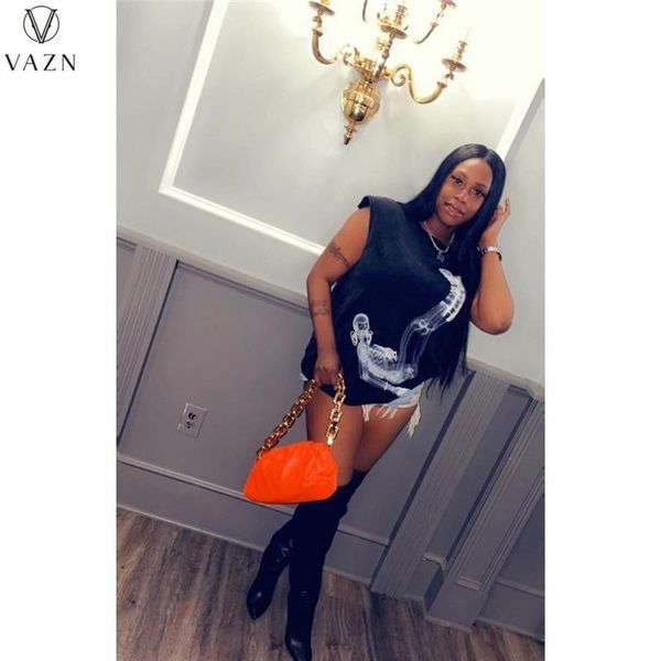 women's t-shirt vazn 2021 summer casual fashion ladies street slim temperament sleeveless print round collar, White
women's t-shirt vazn 2021 summer casual fashion ladies street slim temperament sleeveless print round collar, White