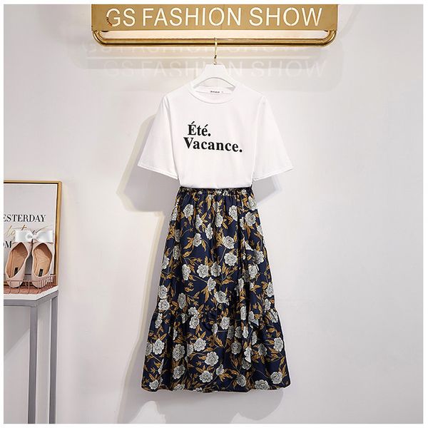 summer fashion women casual o neck letter t-shirt + floral a line skirt 2 pcs sets female holiday suits a1347 210428, White
summer fashion women casual o neck letter t-shirt + floral a line skirt 2 pcs sets female holiday suits a1347 210428, White