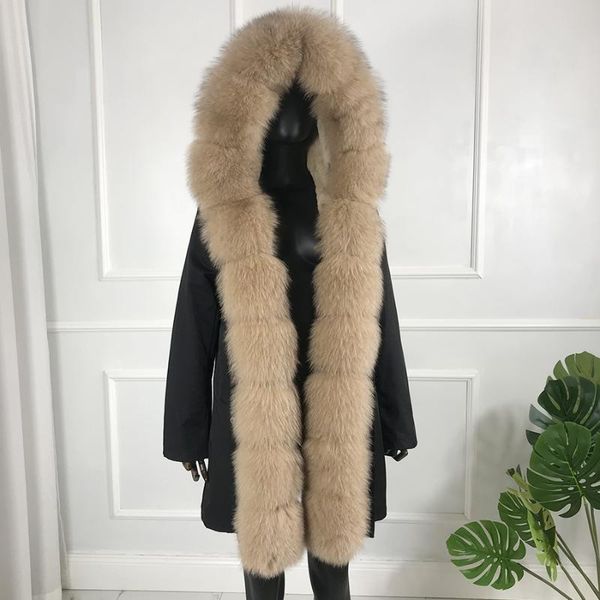 women's fur & faux women winter jacket parkas real coat hooded warm fashion long outwear detachable collar, Black
women's fur & faux women winter jacket parkas real coat hooded warm fashion long outwear detachable collar, Black