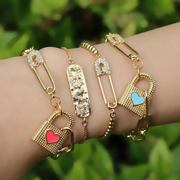 unique padlock paper clip safety pin bracelet for women summer fashion jewelry cz crystal punk pulsera con papel link, chain, Black
unique padlock paper clip safety pin bracelet for women summer fashion jewelry cz crystal punk pulsera con papel link, chain, Black