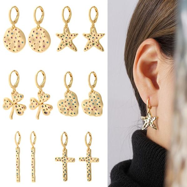 bohemian hoop earrings colorful zircon geometric pendant dangle copper female ear rings party gift korean fashion & huggie, Golden;silver
bohemian hoop earrings colorful zircon geometric pendant dangle copper female ear rings party gift korean fashion & huggie, Golden;silver