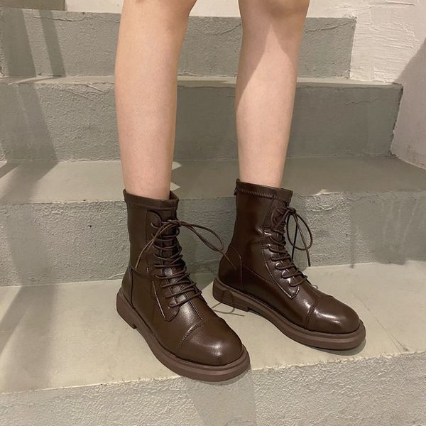 flat bottomed martin women's 2021 spring and autumn british style brown short square head soft face bandage boots, Black
flat bottomed martin women's 2021 spring and autumn british style brown short square head soft face bandage boots, Black