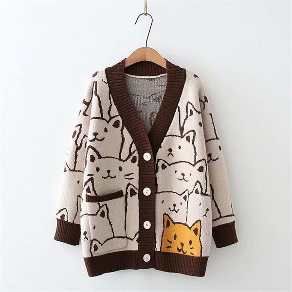 harajuku kawaii cartoon v ne cardigan women cute cat vintage knitted sweater female retro fashion long sleeve knitwear coat, Black
harajuku kawaii cartoon v ne cardigan women cute cat vintage knitted sweater female retro fashion long sleeve knitwear coat, Black