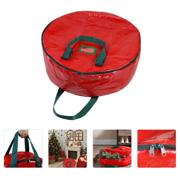 storage bags 1pc christmas tree garland bag gift packing wreath (red)