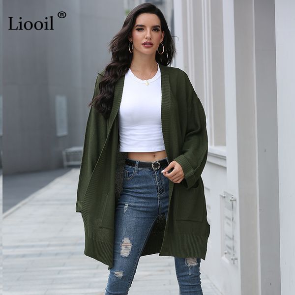 knits casual loose knit cardigan women autumn winter knitwear slit long sleeve with pockets female solid sweater coats, White
knits casual loose knit cardigan women autumn winter knitwear slit long sleeve with pockets female solid sweater coats, White