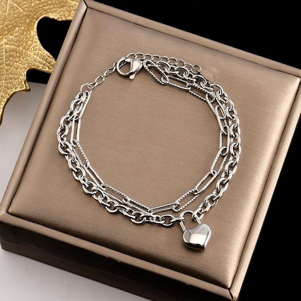 colorfast 316l stainless steel two-layer fashion thick chain bracelet heart lock pendant exquisite romantic gift for ladies link,, Black
colorfast 316l stainless steel two-layer fashion thick chain bracelet heart lock pendant exquisite romantic gift for ladies link,, Black