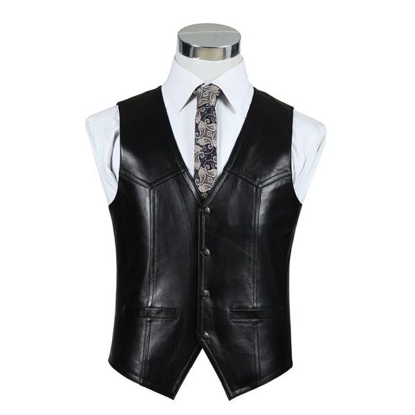 men's vests brown male leather vest, sleeveless business jacket, spring motorcycle vest, Black;white
men's vests brown male leather vest, sleeveless business jacket, spring motorcycle vest, Black;white