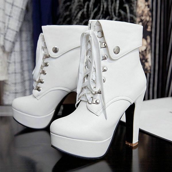 boots women ankle fashion platform square high heel comfortable round toe lacing spring autumn ladies shoes, Black 
boots women ankle fashion platform square high heel comfortable round toe lacing spring autumn ladies shoes, Black