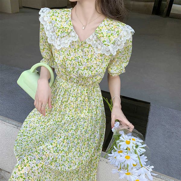 lace splice collar women dress puff sleeve elastic waist female chiffon summer midi vestidos femme 210529, Black;gray
lace splice collar women dress puff sleeve elastic waist female chiffon summer midi vestidos femme 210529, Black;gray