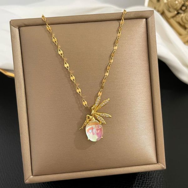 chains women's titanium steel necklace with colored cherub zircon pendant collarbone chain sell like cakes, Silver
chains women's titanium steel necklace with colored cherub zircon pendant collarbone chain sell like cakes, Silver