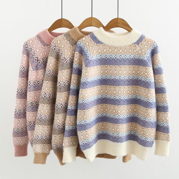women's sweaters ailegogo 2021 autumn knit sweater women harajuku jumper ladies striped oversized knitwear korean vintage streetwear, White;black
women's sweaters ailegogo 2021 autumn knit sweater women harajuku jumper ladies striped oversized knitwear korean vintage streetwear, White;black