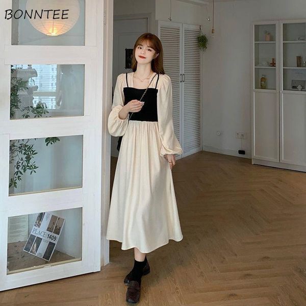 casual dresses long sleeve dress women patchwork fake 2 pieces elegant all-match simple fashion ulzzang vestido lady cozy streetwear retro, Black;gray
casual dresses long sleeve dress women patchwork fake 2 pieces elegant all-match simple fashion ulzzang vestido lady cozy streetwear retro, Black;gray
