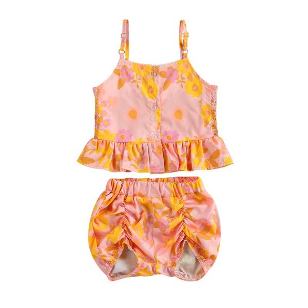 clothing sets girls casual two-piece clothes set, orange floral printed pattern boat neck sleeveless and shorts 6m-5t, White
clothing sets girls casual two-piece clothes set, orange floral printed pattern boat neck sleeveless and shorts 6m-5t, White