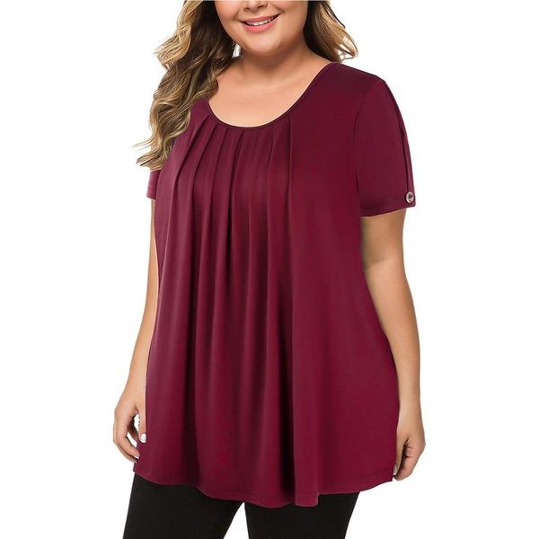 plus size t-shirt women femme pleats ruched o-neck irregular short sleeve solid color female shirts, Black
plus size t-shirt women femme pleats ruched o-neck irregular short sleeve solid color female shirts, Black