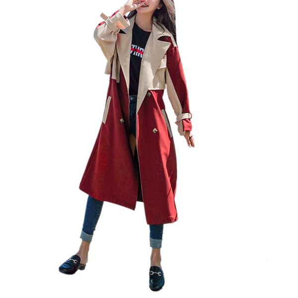 women's trench coats autumn women windbreaker polyester fiber suit collar long stitching pockets with buttons loose short female, Tan;black
women's trench coats autumn women windbreaker polyester fiber suit collar long stitching pockets with buttons loose short female, Tan;black