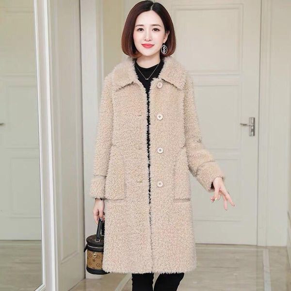 women's fur & faux 2021 winter women genuine wool jacket female button turn down collar real sheep shearing coats lady pocket outerwear, Black
women's fur & faux 2021 winter women genuine wool jacket female button turn down collar real sheep shearing coats lady pocket outerwear, Black