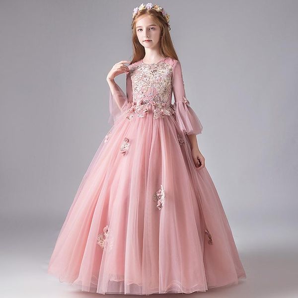 royal ball gown flower girl's dress three quarter sleeves layers tulle with floral embroidery party dresses, Red;yellow
royal ball gown flower girl's dress three quarter sleeves layers tulle with floral embroidery party dresses, Red;yellow