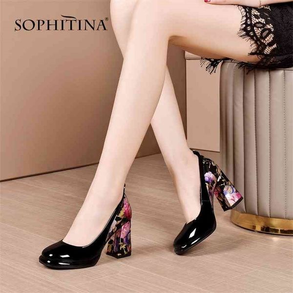 sophitina fashion women pumps 8.5cm square heel elegant flower print sheepskin slip-on shallow shoes mature stylish so411 210610, Black
sophitina fashion women pumps 8.5cm square heel elegant flower print sheepskin slip-on shallow shoes mature stylish so411 210610, Black