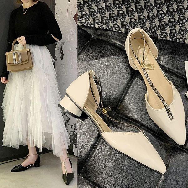 dress shoes 2021 tide spring high heels vogue women's pointed toe sandals thick heel zip round pumps roman size, Black
dress shoes 2021 tide spring high heels vogue women's pointed toe sandals thick heel zip round pumps roman size, Black