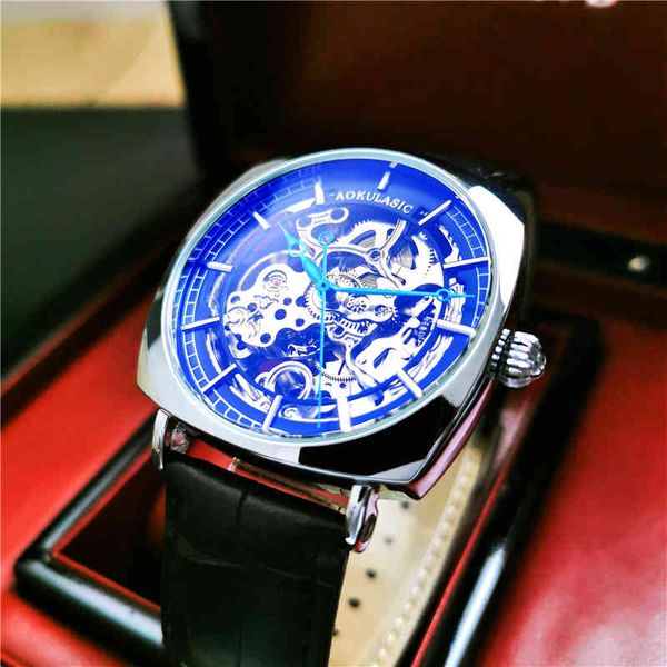 aokulasic brand luxury watches men skeleton automatic mechanical waterproof sports leather reloj de hombre, Slivery;brown
aokulasic brand luxury watches men skeleton automatic mechanical waterproof sports leather reloj de hombre, Slivery;brown