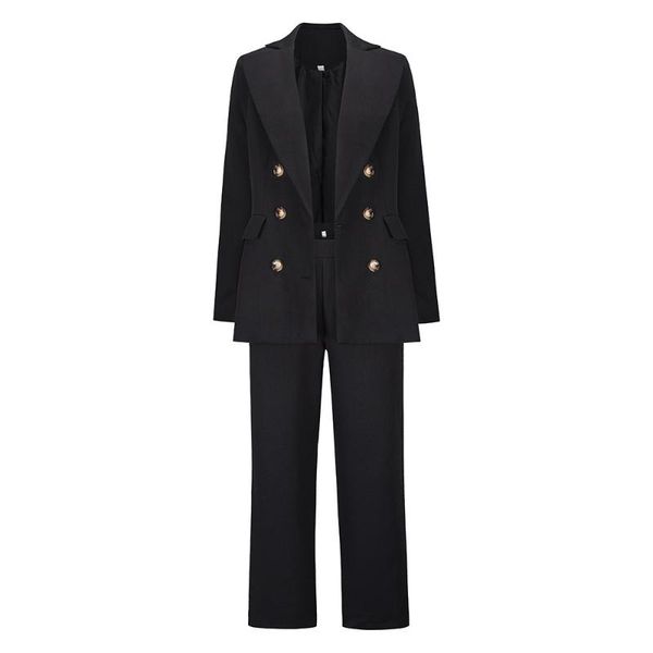 women's two piece pants trouser suit 2021 autumn and winter style large lapel double-breasted jacket casual straight trousers, White
women's two piece pants trouser suit 2021 autumn and winter style large lapel double-breasted jacket casual straight trousers, White