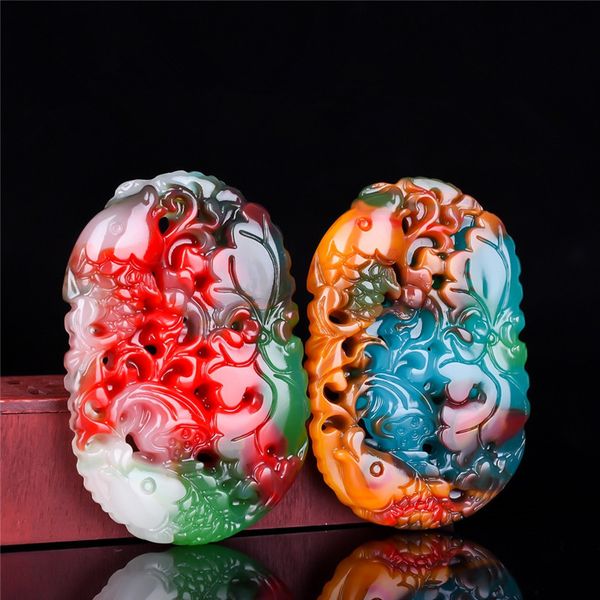 1pc fish lotus color jade pendant chinese necklace carved natural charm jewelry amulet fashion accessories for men women gifts, Silver
1pc fish lotus color jade pendant chinese necklace carved natural charm jewelry amulet fashion accessories for men women gifts, Silver