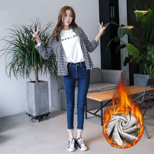 women's jeans winter thick plus velvet fleece warm slim fit stretch trouser women high waist skinny ladies casual denim pencil pants k8, Blue
women's jeans winter thick plus velvet fleece warm slim fit stretch trouser women high waist skinny ladies casual denim pencil pants k8, Blue