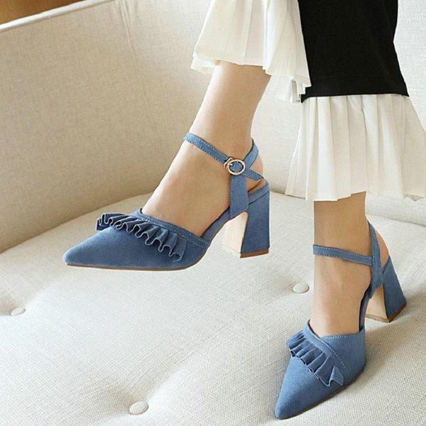 sianie tianie blue pointed toe ruffles sandals block high heels women pumps buckle strap office lady luxury for woman, Black
sianie tianie blue pointed toe ruffles sandals block high heels women pumps buckle strap office lady luxury for woman, Black