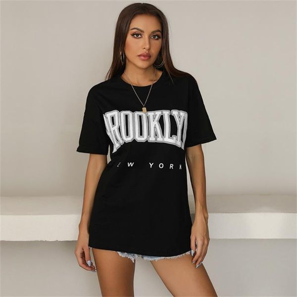women's t-shirt greygem summer womens black with short sleeve fashion letter printing o neck loose t shirt casual oversized clothes, White
women's t-shirt greygem summer womens black with short sleeve fashion letter printing o neck loose t shirt casual oversized clothes, White