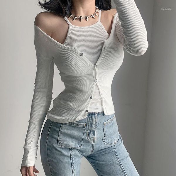 summer fashion 2021 womens white knitting elasticity o neck tnak + full sleeve cardigan shirt blouse girl female set e217 women's trac, Gray
summer fashion 2021 womens white knitting elasticity o neck tnak + full sleeve cardigan shirt blouse girl female set e217 women's trac, Gray