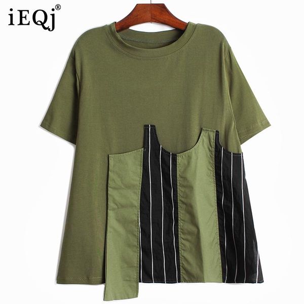 women's t-shirt ieqj women stripe personalized splicing short sleeve irregular round neck fashion tide summer 2021 3qa003, White
women's t-shirt ieqj women stripe personalized splicing short sleeve irregular round neck fashion tide summer 2021 3qa003, White