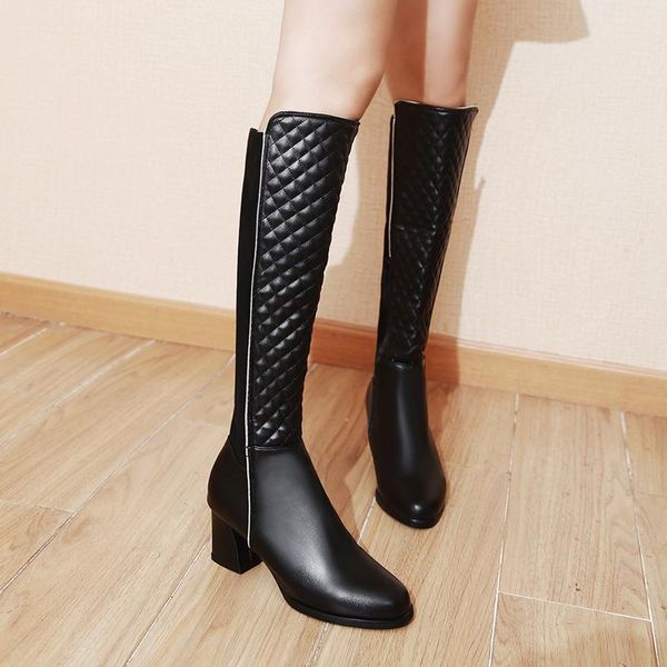 boots 2021 fashion zipper knee high women soft pu leather thick heels long autumn winter woman shoes size 34-43, Black
boots 2021 fashion zipper knee high women soft pu leather thick heels long autumn winter woman shoes size 34-43, Black