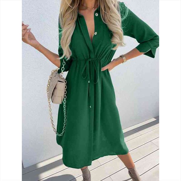 fashion pure color elegant button lace midi dress women high waist half sleeve shirt dress office lady party evening vestidos, Black;gray
fashion pure color elegant button lace midi dress women high waist half sleeve shirt dress office lady party evening vestidos, Black;gray