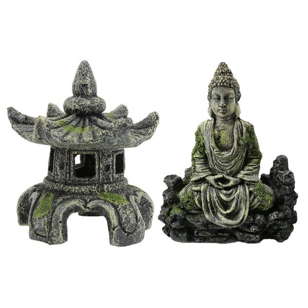 decorations 2pcs resin statue ornaments unique figurines aquarium