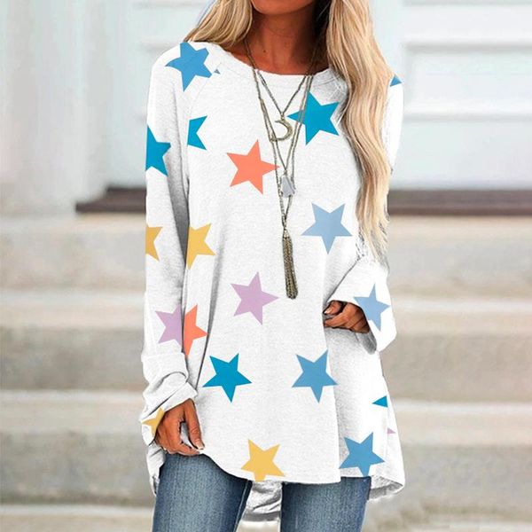 women's t-shirt 2021 autumn star print casual round neck pullover long sleeves sweatshirt girls women vintage hoodie pullovers, White
women's t-shirt 2021 autumn star print casual round neck pullover long sleeves sweatshirt girls women vintage hoodie pullovers, White