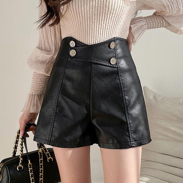 women's shorts high waisted pu leather women 2021 autumn winter button wide leg plus size streetwear short femme, White;black
women's shorts high waisted pu leather women 2021 autumn winter button wide leg plus size streetwear short femme, White;black
