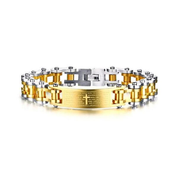 link, chain gold color 316l stainless steel bike motorcycle chains bracelet cross bible lords words charm bangle men jewelry, Black
link, chain gold color 316l stainless steel bike motorcycle chains bracelet cross bible lords words charm bangle men jewelry, Black