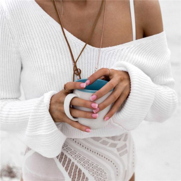 women's sweaters sweater white v-neck long sleeve knitting crop knitwear solid women, White;black
women's sweaters sweater white v-neck long sleeve knitting crop knitwear solid women, White;black