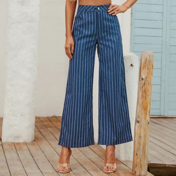 women's jeans striped casual trousers high waist loose fashion wide leg slim, Blue
women's jeans striped casual trousers high waist loose fashion wide leg slim, Blue