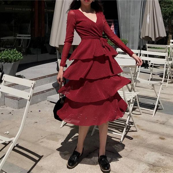 casual dresses women sweet ruffles dress chic solid females long sleeve lace up 2021 autumn ladies high waist v-neck black, Black;gray
casual dresses women sweet ruffles dress chic solid females long sleeve lace up 2021 autumn ladies high waist v-neck black, Black;gray