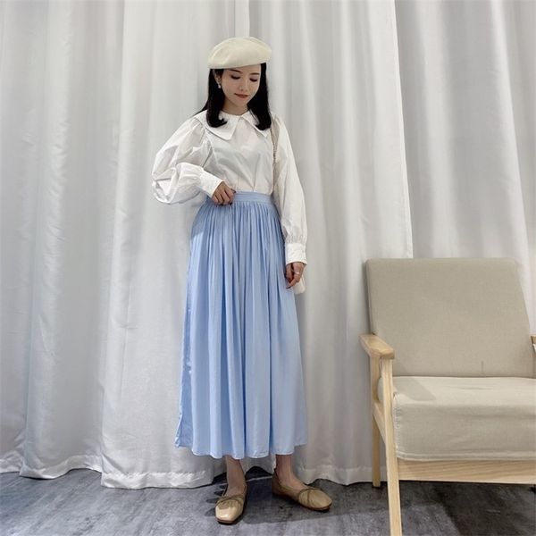summer elastic high waist slimming simple blue wild fresh sweet casual women a-line pleated long skirt 210527, Black
summer elastic high waist slimming simple blue wild fresh sweet casual women a-line pleated long skirt 210527, Black