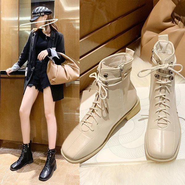boots 2021 square toe short women's ankle autumn thick heel tide ins leather beige shoes fashion female, Black
boots 2021 square toe short women's ankle autumn thick heel tide ins leather beige shoes fashion female, Black