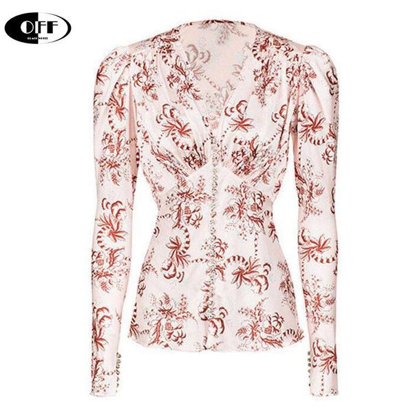 women's blouses & shirts vintage women autumn elegant v-neck diamonds floral print long sleeve blouse clothing shirt, White
women's blouses & shirts vintage women autumn elegant v-neck diamonds floral print long sleeve blouse clothing shirt, White