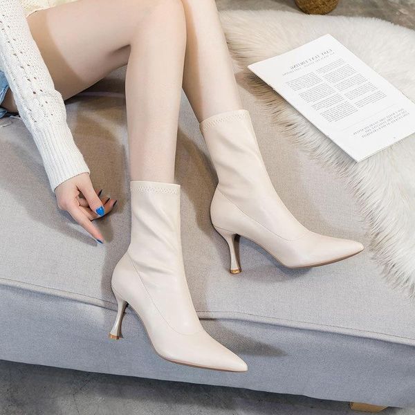 fashion white short boots female spring and autumn single high-heeled pointed toe fine-heeled net red thin, Black
fashion white short boots female spring and autumn single high-heeled pointed toe fine-heeled net red thin, Black